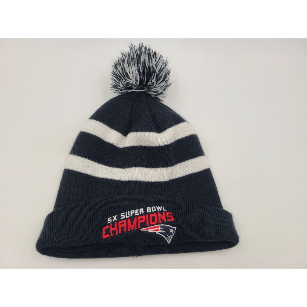 New England Patriots 5x Super Bowl Champions Pom Beanie Winter Knit Hat Cap NFL